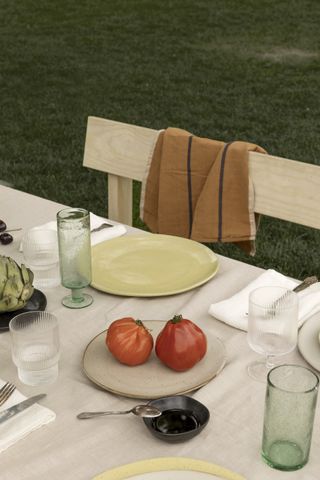 A minimalist outdoor dinner party