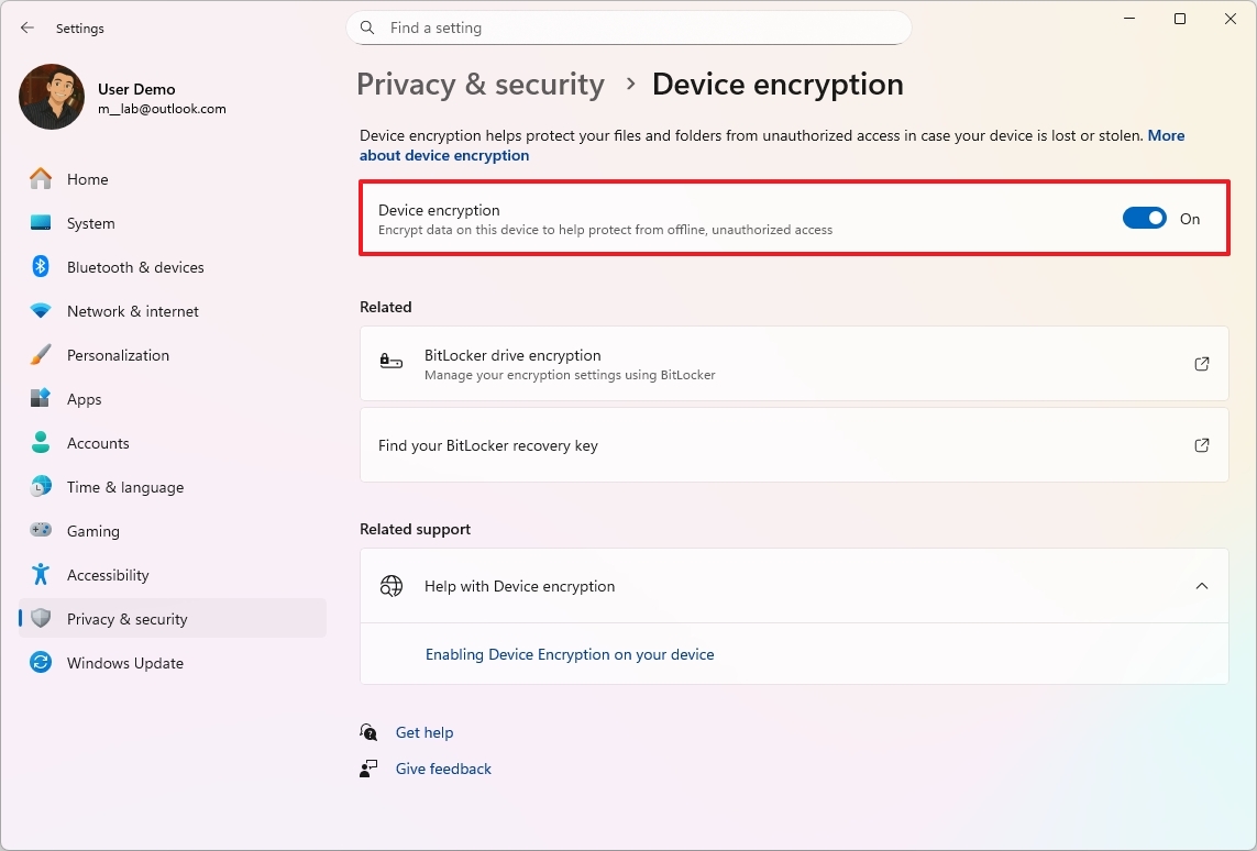 Windows 11 Device Encryption