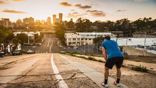 Runner pausing for breath before tackling hill