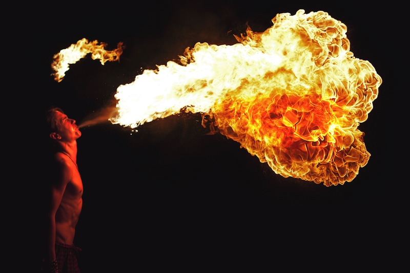 A fire breather at work