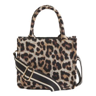 Animal print tote bag, leopard print rectangular with top carry handle