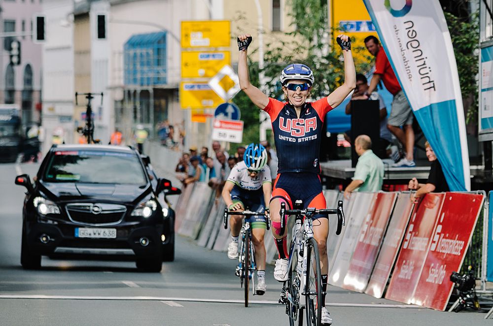 Katie Hall (Team USA) wins stage 6 at the Th&uuml;ringen Rundfahrt