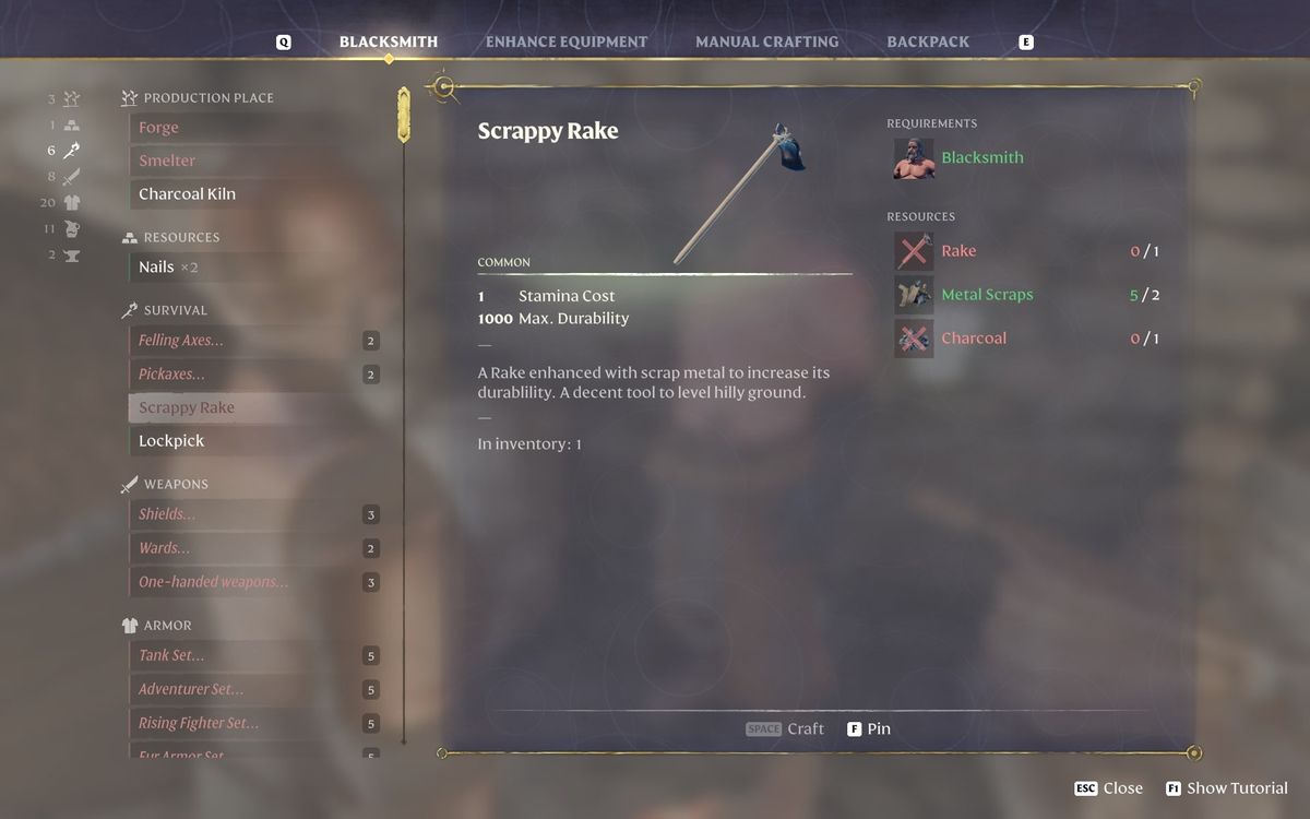 Enshrouded: How to unlock the Rake and Scrappy Rake | Windows Central