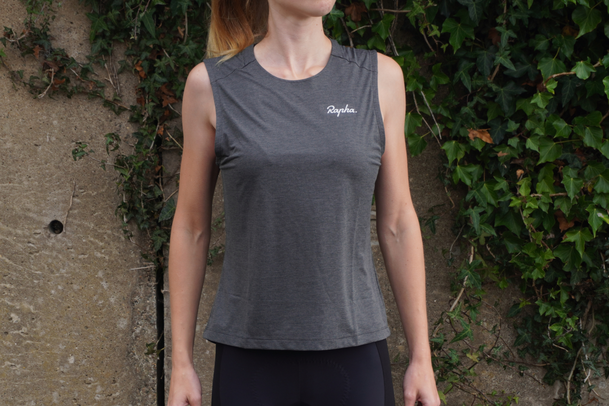 Anna Abram wearing the Rapha Women’s Trail Tank, which is among the best women's gravel cycling clothing