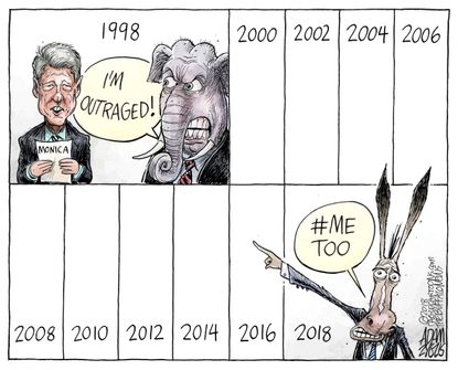 Political Cartoon U.S. Bill Clinton Monica Lewinsky Republican MeToo outrage
