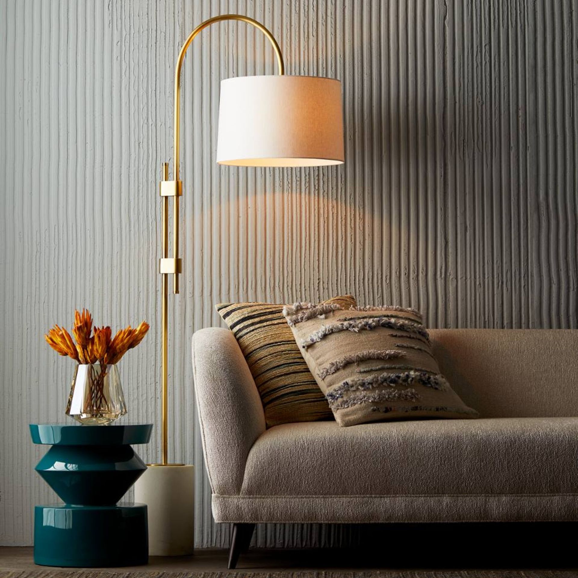 Arteriors catalina chaise in stone boucle