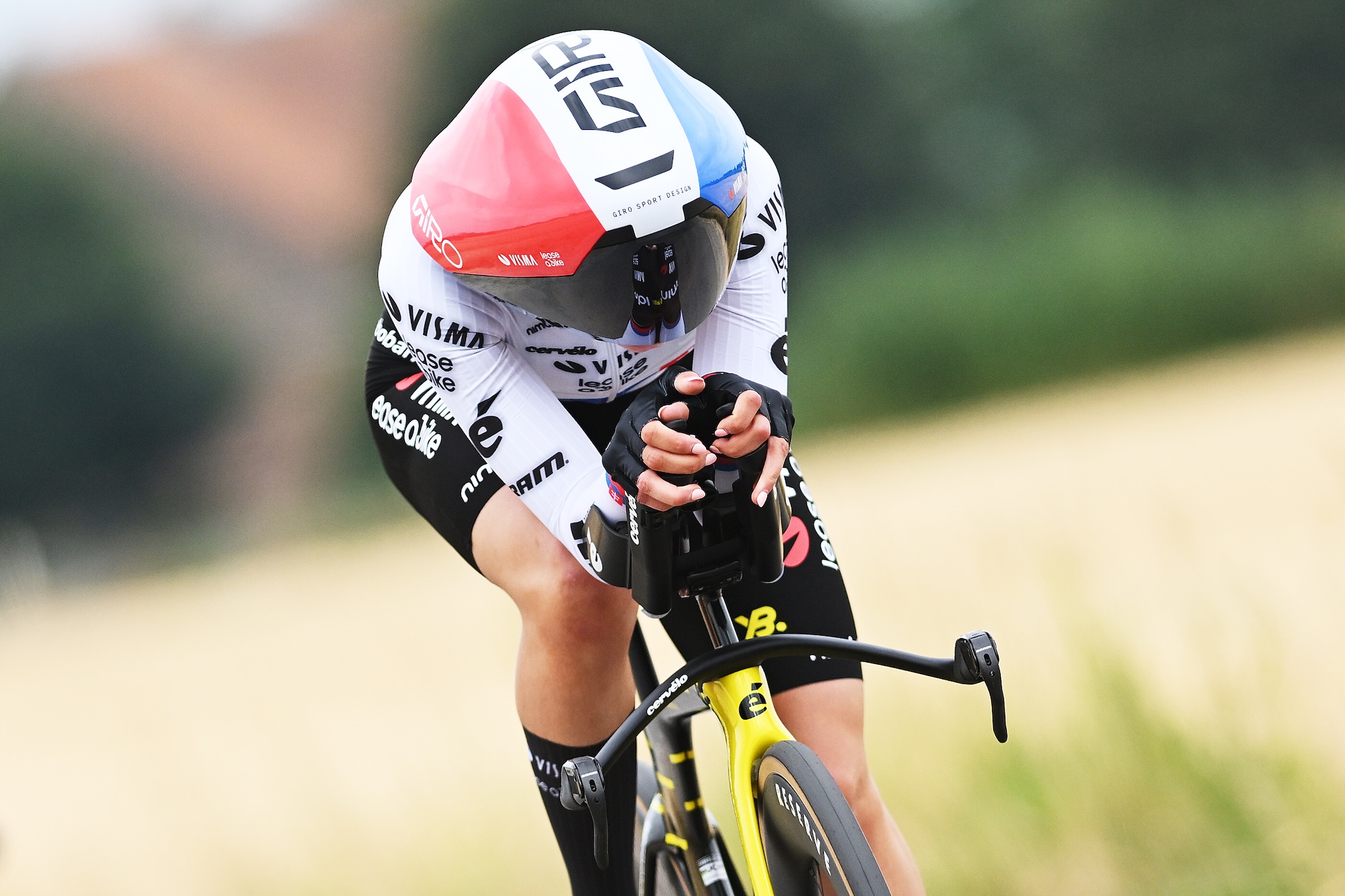 Viktoria Chladonova of Slovakia and Team Visma | Lease a Bike competes during the 12th Baloise Ladies Tour 2026