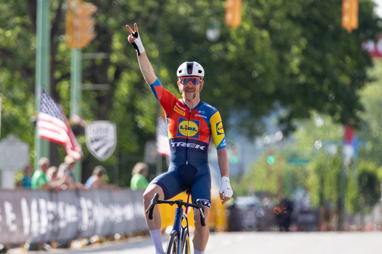Quinn Simmons (Lidl-Trek) wins the elite men&#039;s road race at the 2025 USA Cycling Pro Road National Championships