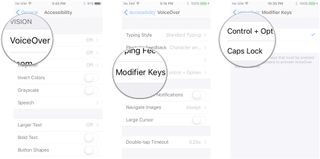 Tap VoiceOver, tap Modifier Keys, tap an options