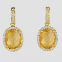RRP: £87 ($107) |Latelita Beatrice Oval Gemstone Drop Earrings Gold Citrine | Debenhams