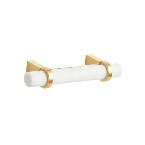 Crate &amp;amp; Barrel, Modern Marble Brushed Brass Cabinet Drawer Bar Pull