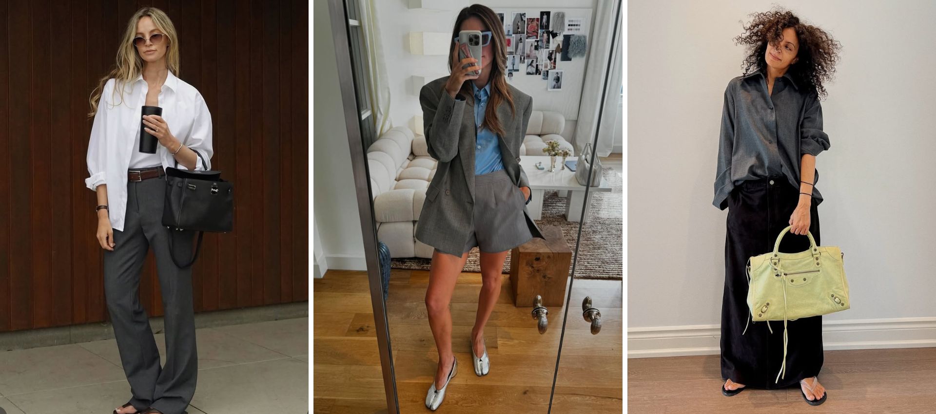 three influencers wearing the grey trend