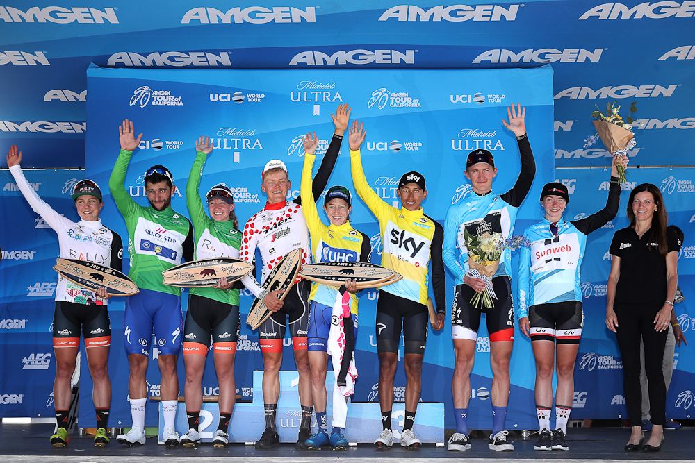 The men's and women's jersey winners at the 2018 Tour of California