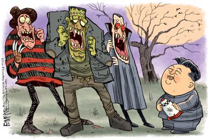 Political cartoon World Kim Jung-Un nukes halloween