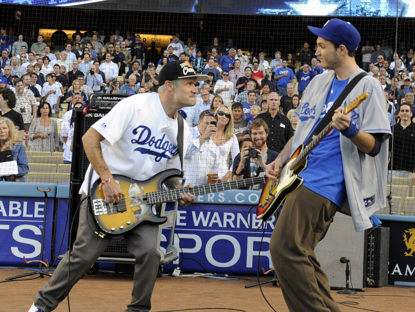 Flea and Josh Klinghoffer at the Dodgers stadium, LA, 2010