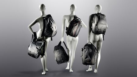 Camera backpacks on mannequins