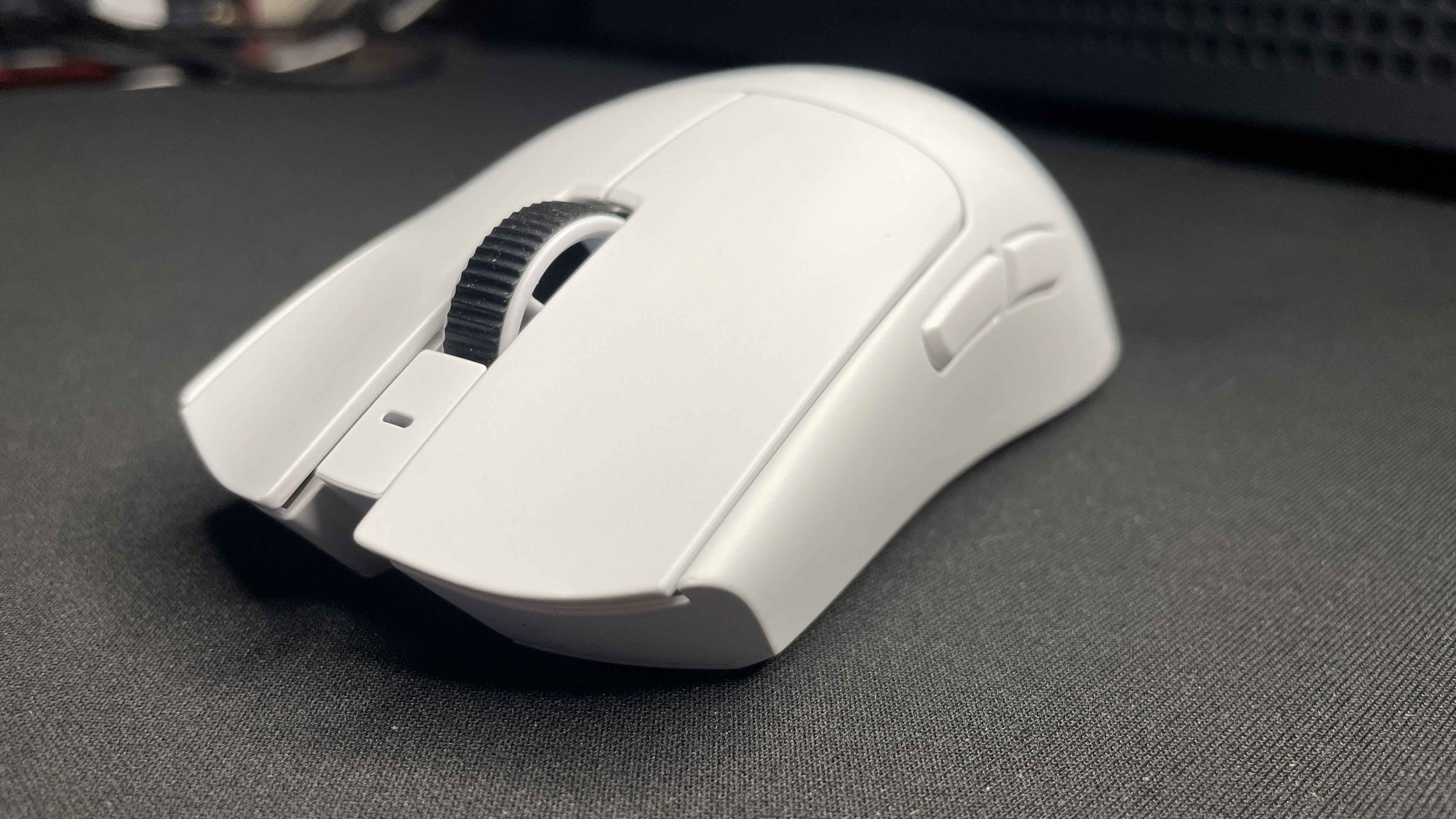 A white Razer Viper V4 Pro gaming mouse