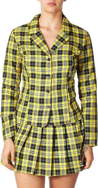 Dreamgirl Women's Fancy Girl Yellow Plaid Clueless Iggy Schoolgirl Costume, Plaid, Large