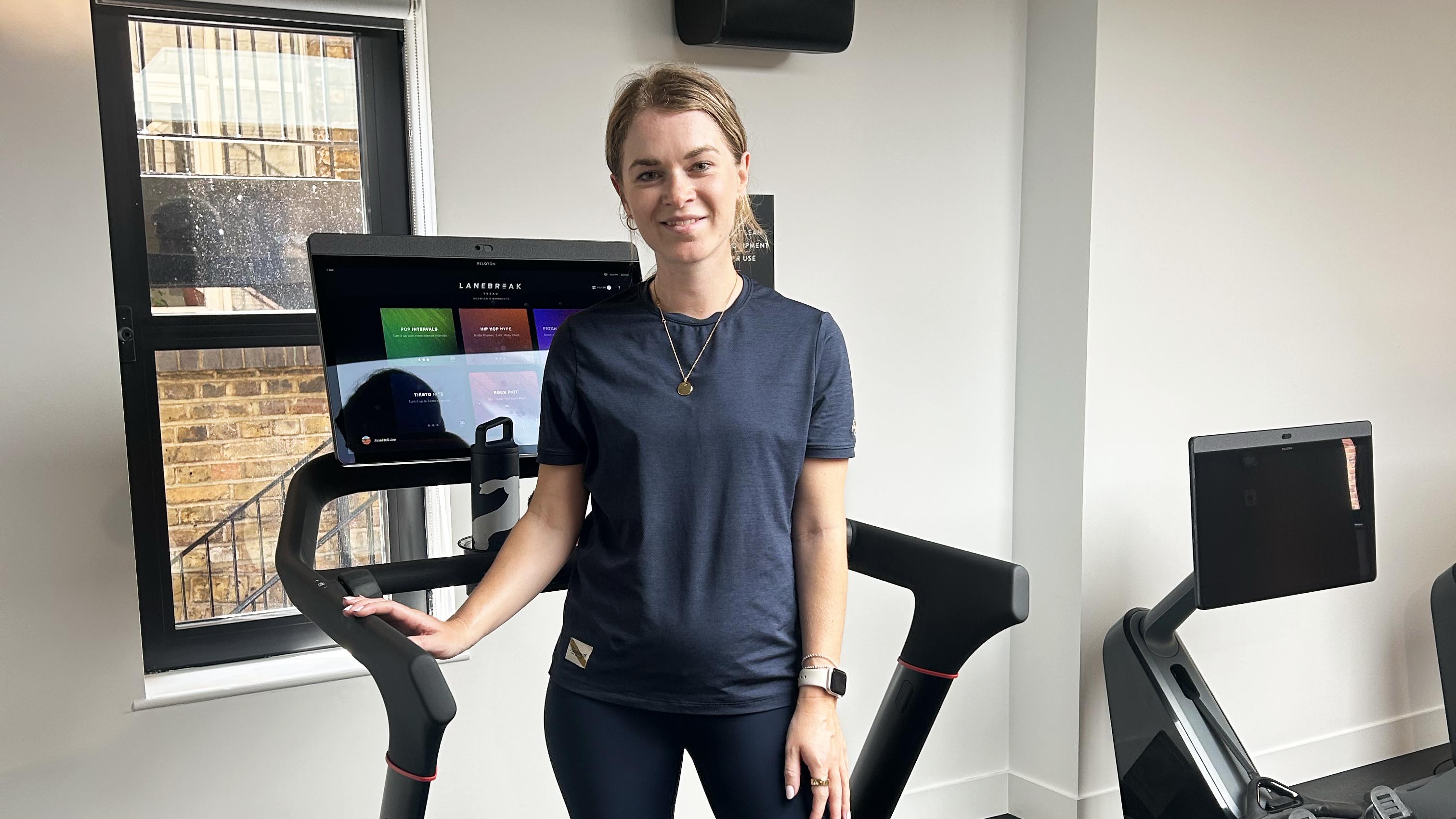 a photo of Fitness Editor Jane McGuire testing the Peloton Tread