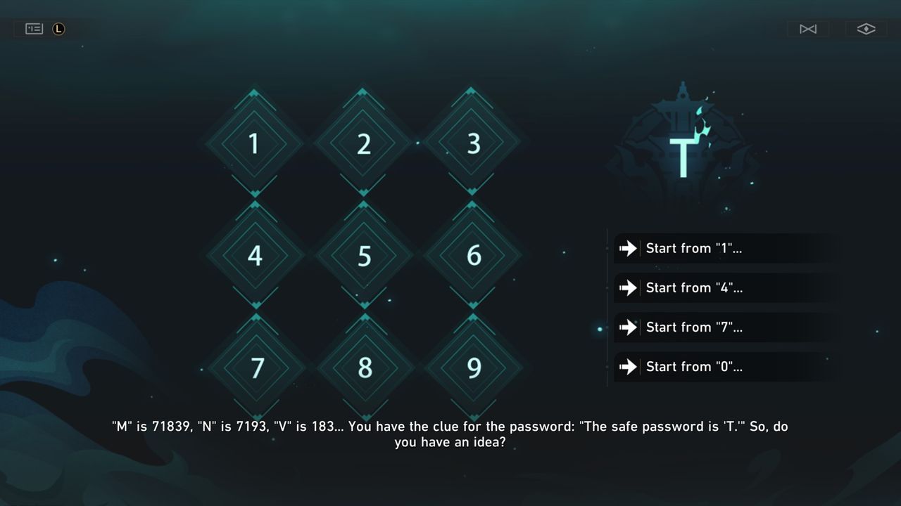 Honkai: Star Rail safe password number grid
