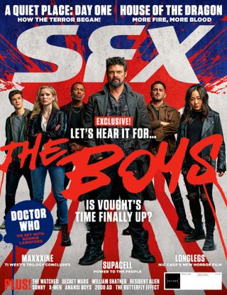 Six of the cast of The Boys on the cover of SFX 380.