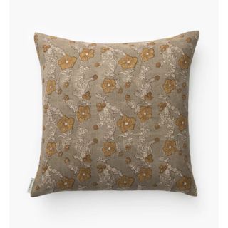 light brown floral square pillow