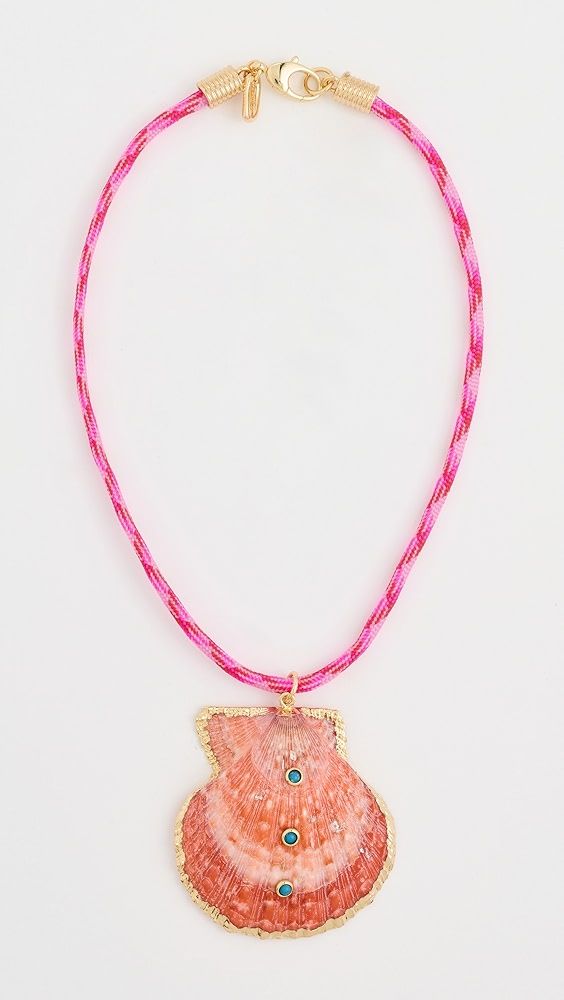 Logan Tay Dark Pink Rope Seashell Necklace