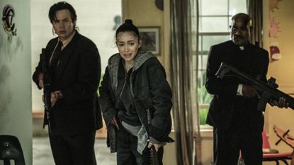 Eugene, Rosita, and Gabriel in The Walking Dead series finale