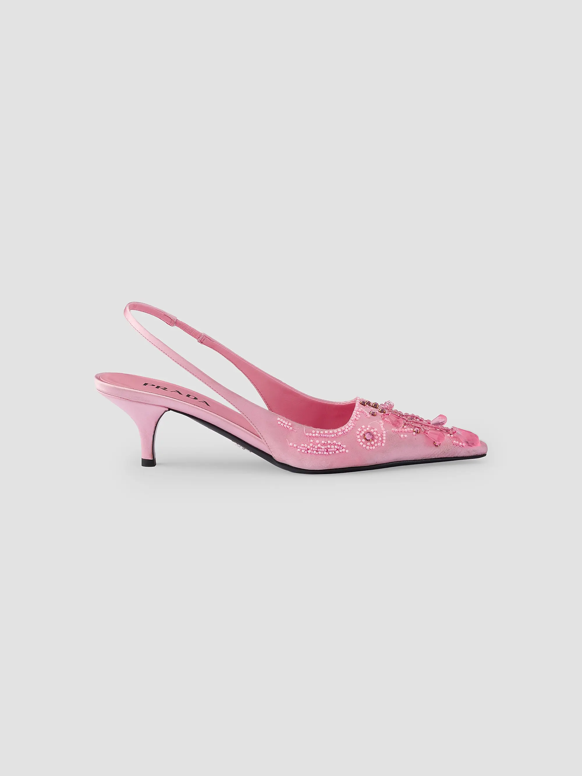 Embroidered Satin Slingback Pumps