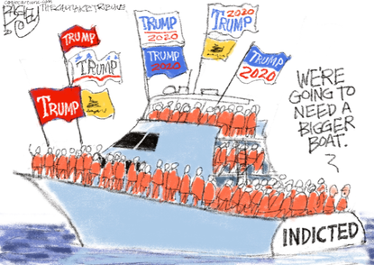 Political Cartoon U.S. Trump Bannon yacht indictment arrested
