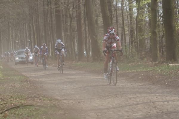 After cars went through, the dust made conditions on the cobbles even worse