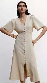 Mango Buttoned Linen Blend Dress | $58/£45.99 | John Lewis &amp; Partners