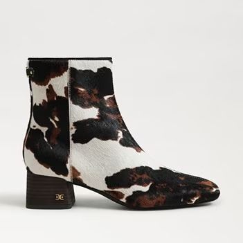 Cow print booties