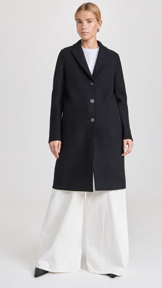 Ganni + Herringbone Wool Coat