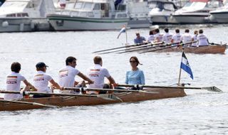 Prince William, Duke of Cambridge and Catherine, Duchess of Cambridge participate in a rowing race between the twinned town of Cambridge and Heidelberg on day 2 of their official visit to Germany on July 20, 2017