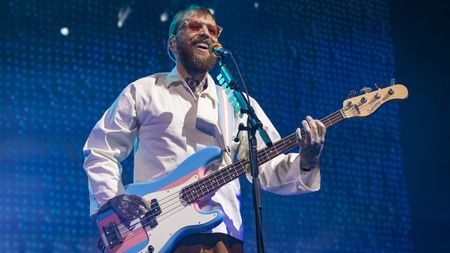 Ben McKee of Imagine Dragons performs at the Canadian Tire Centre on April 22, 2022 in Kanata, Ontario.