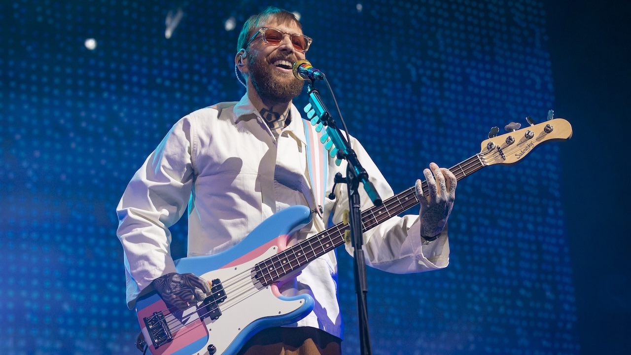 Ben McKee of Imagine Dragons performs at the Canadian Tire Centre on April 22, 2022 in Kanata, Ontario.