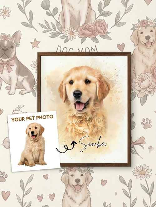 Custom Watercolor Pet Portrait Wall Art
