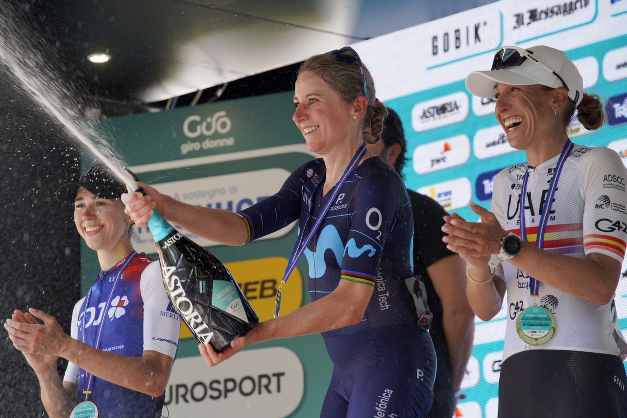 Giro d'Italia Donne 2022 - 33rd Edition - 4th stage Cesena - Cesena 120,9 km 04/07/2022 - Marta Cavalli (ITA - FDJ Nouvelle-Aquitaine Futuroscope) Annemiek Van Vleuten (NED - Movistar Team) Mavi Garcia (ESP - UAE Team ADQ) - photo Massimo Fulgenzi/PMG Sport/SprintCyclingAgency&Acirc;&copy;2022