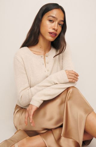 Reformation, Clara Cashmere & Wool Crew Cardigan