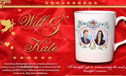 A coffee cup produced in honor of the upcoming royal nuptials features Kate Middleton and her husband-to-be Prince... Harry?