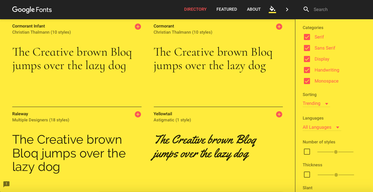 You can try out the fonts on four different coloured backgrounds