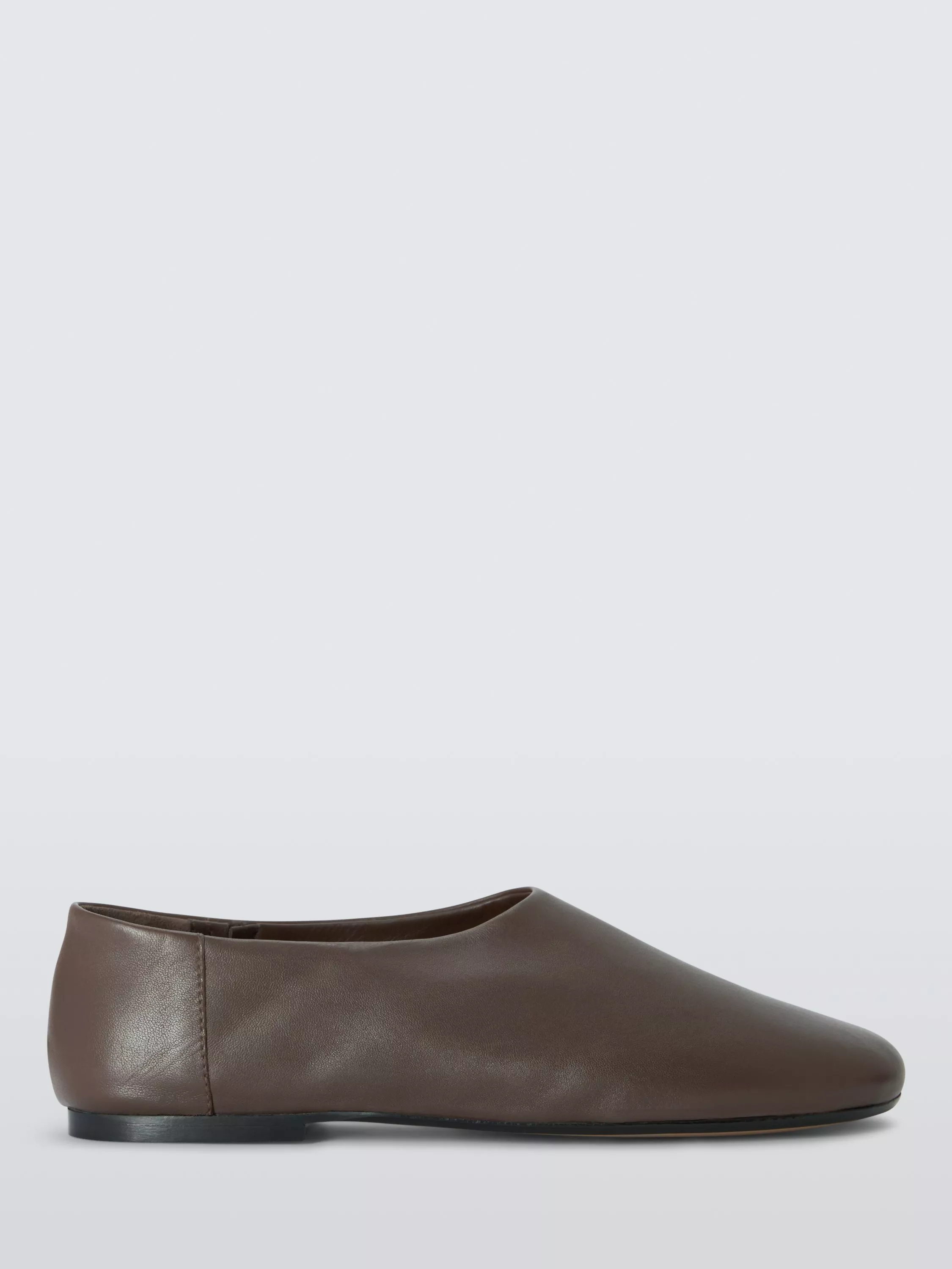 John Lewis Henley Leather Babouche Ballerina Pumps, Chocolate