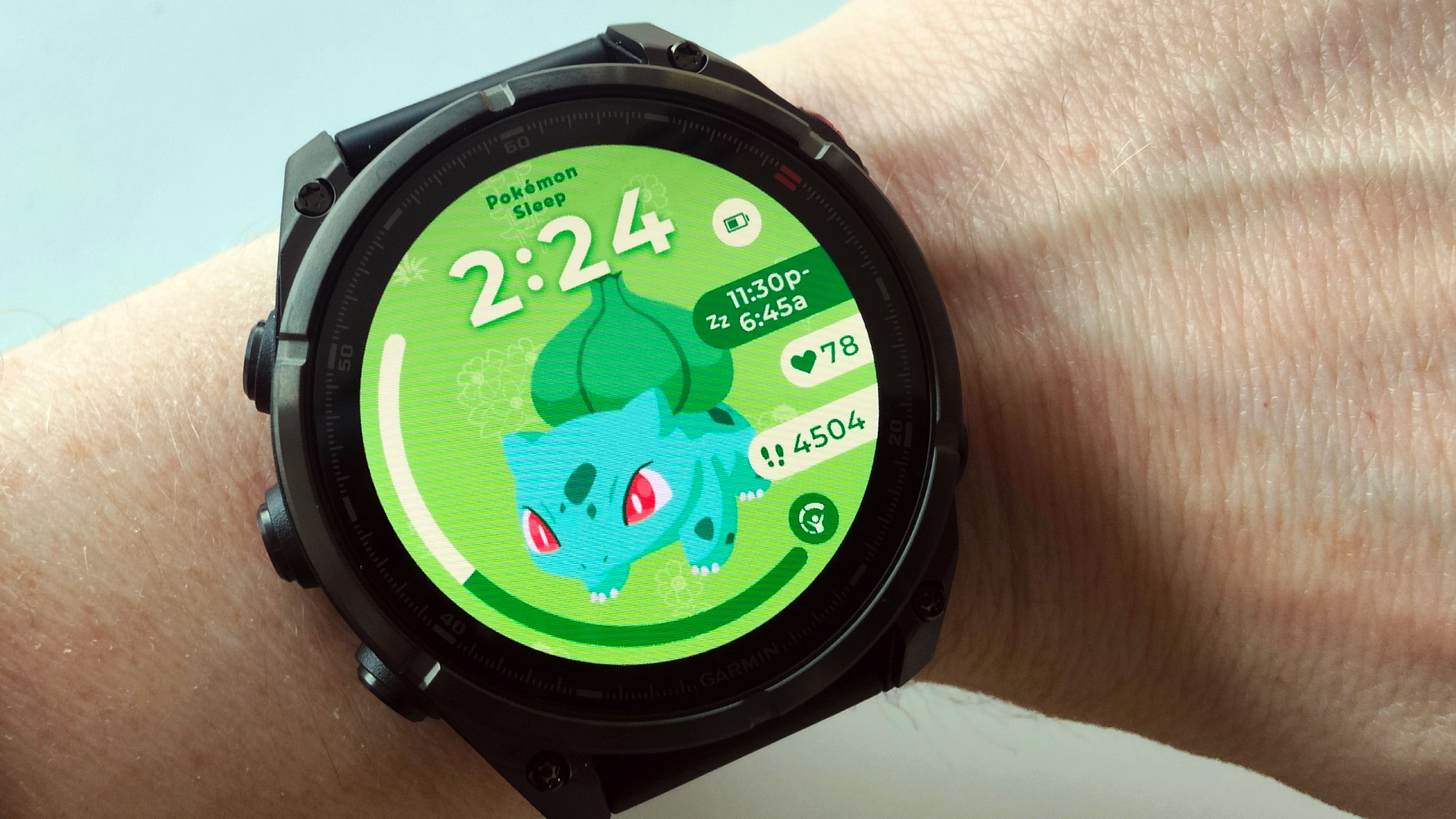 Bulbasaur watch face on a Garmin Fenix 8 Pro
