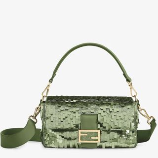 Fendi Baguette Bag embroidered with green sequins