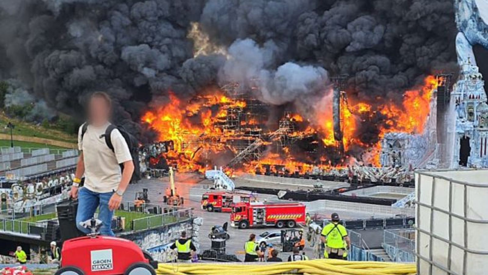 The fire at the festival site of the Tomorrowland electronic music festival, Wednesday 16 July 2025, in Boom, Belgium.