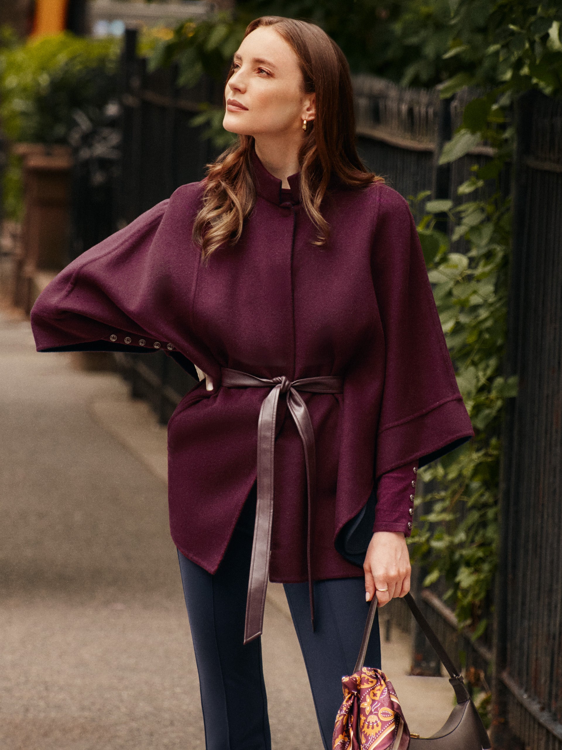 Merlot Solid Terin Cape | Women&#039;s Ponchos \u0026 Wraps | J.mclaughlin