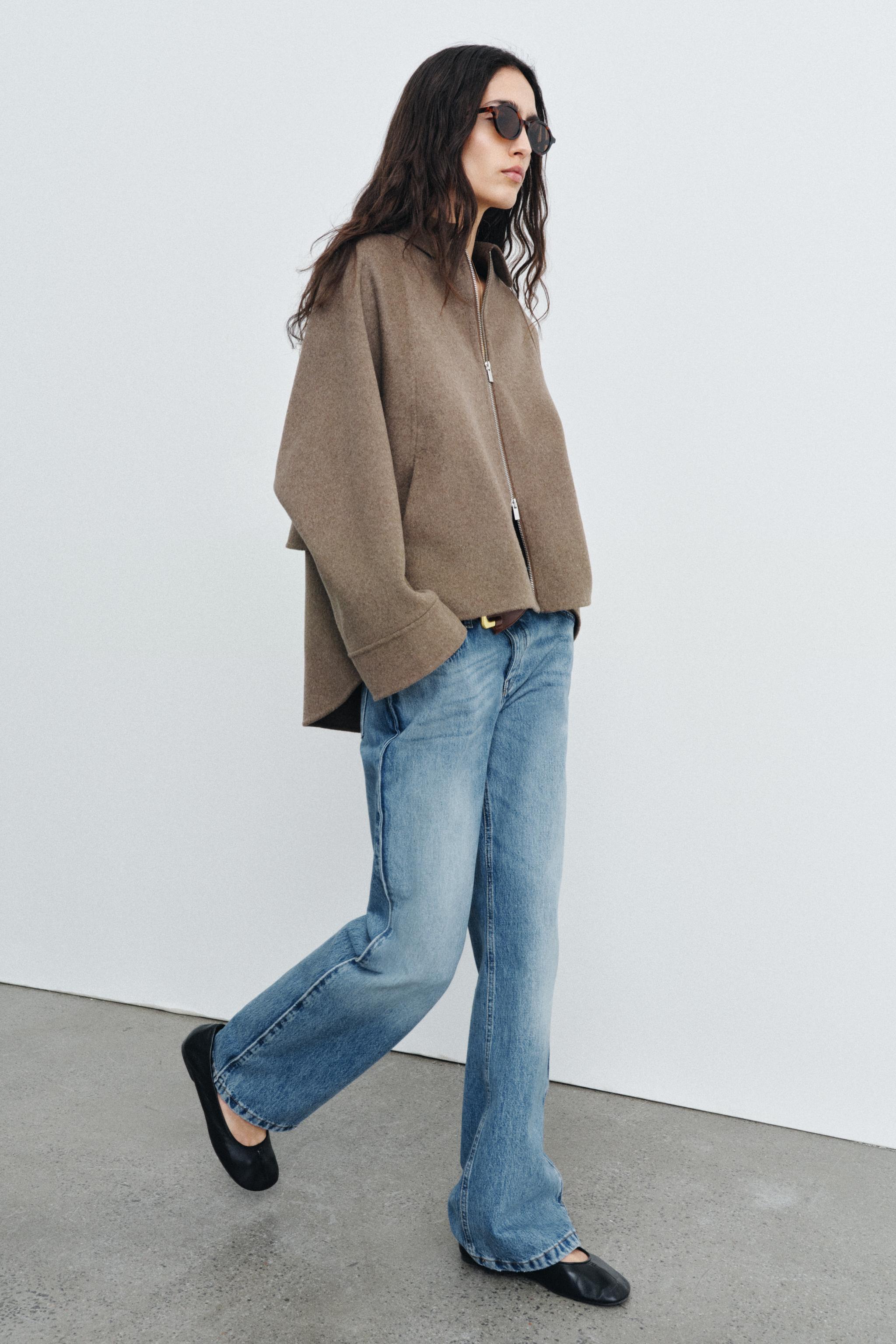 Wool Blend Jacket With Zip Zw Collection