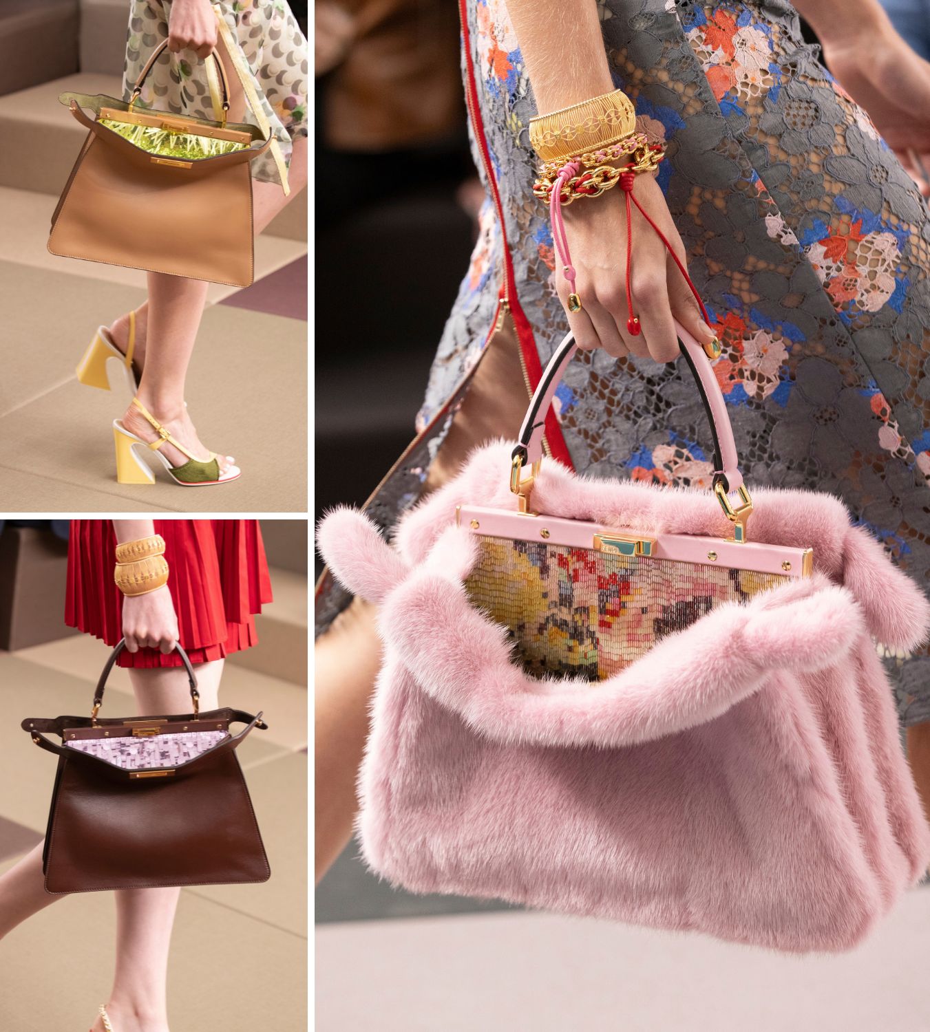 a collage of the fendi peekaboo inner beauty bags