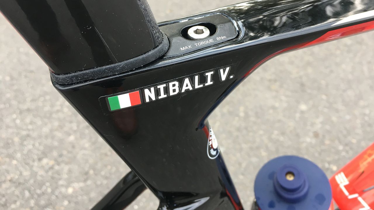 Nibali's name and national flag adorn the seat cluster for easy identification